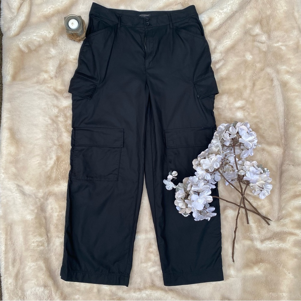 Banana Republic Charcoal High-Rise Cargo Wide Leg Utility Details Pants